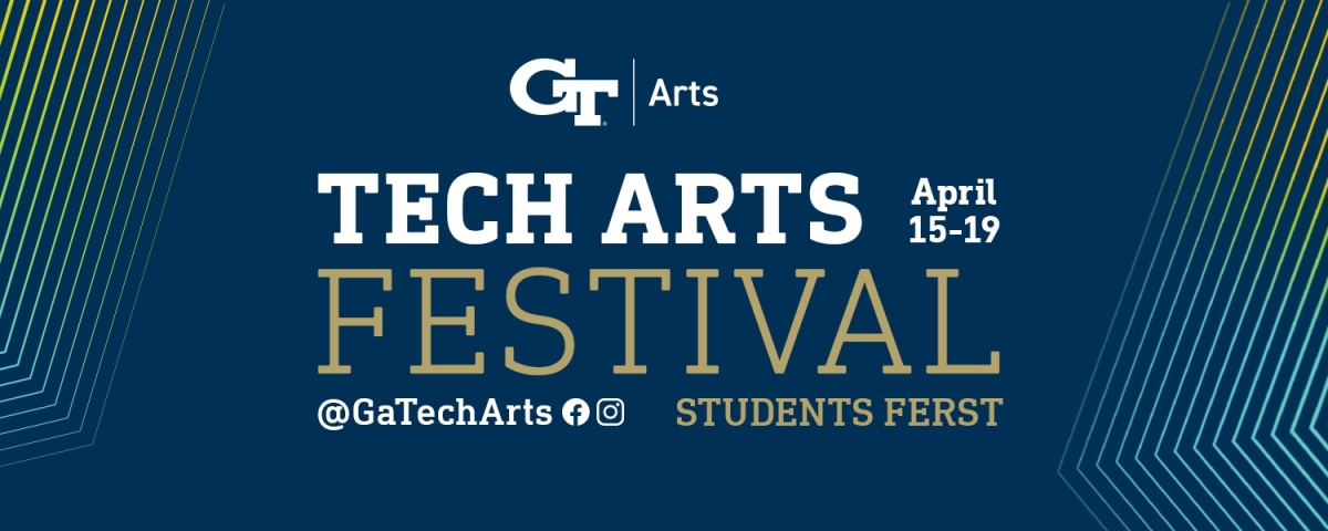 navy banner image with text reading tech arts festival april 15-19