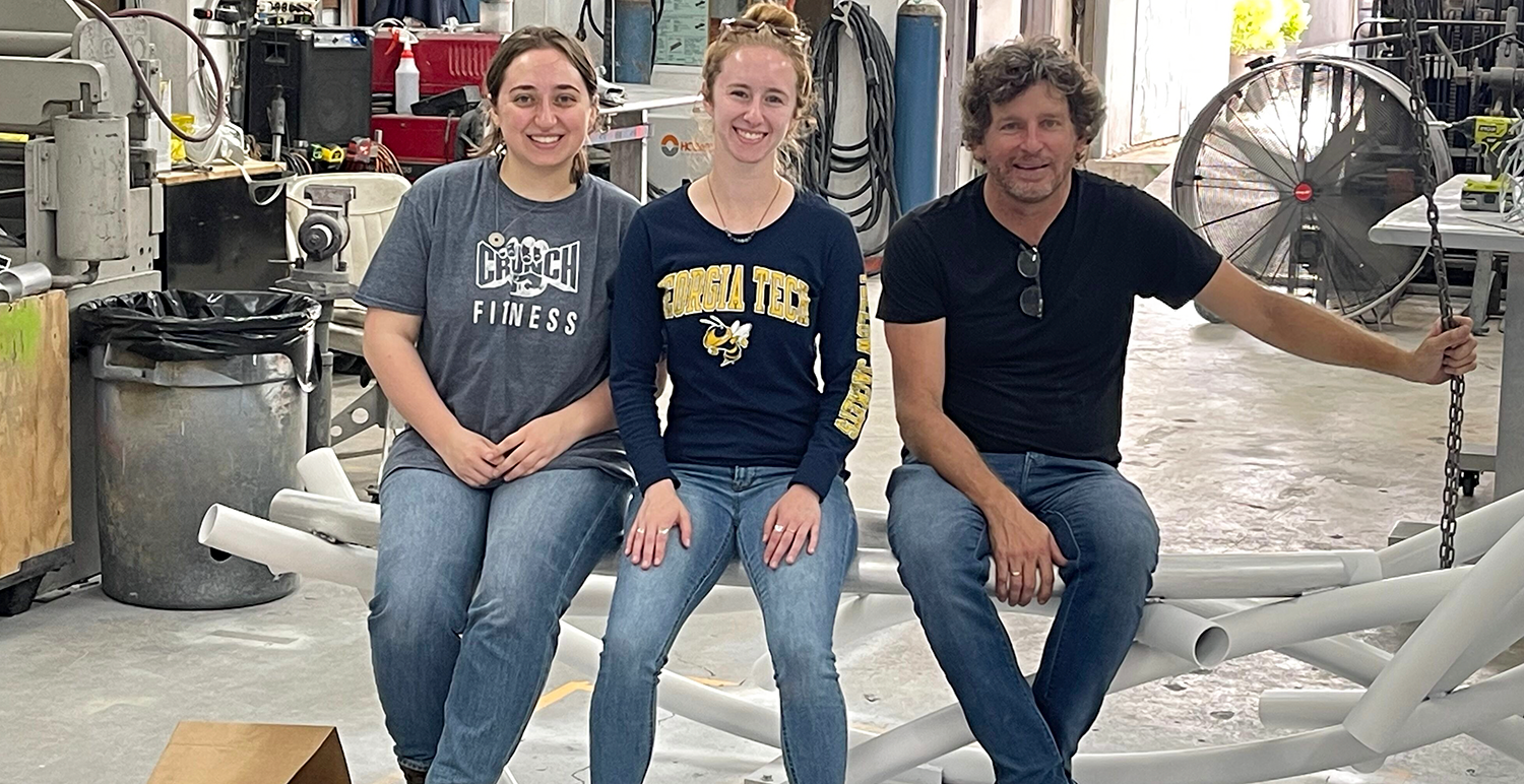 Danielle Sisson, Elizabeth Kelly, and Luis Torruella at his studio.