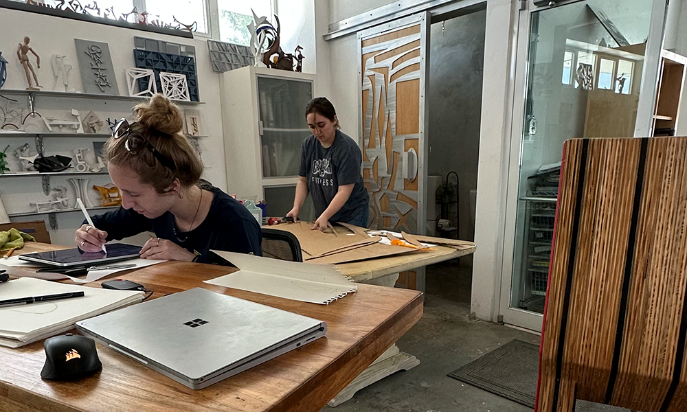 Elizabeth Kelly and Danielle Sisson in the design studio.