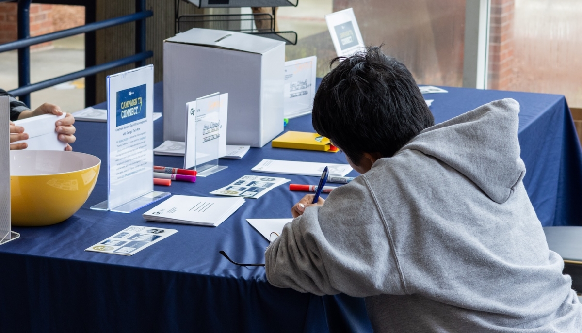 student writing letter for Campaign to Connect 