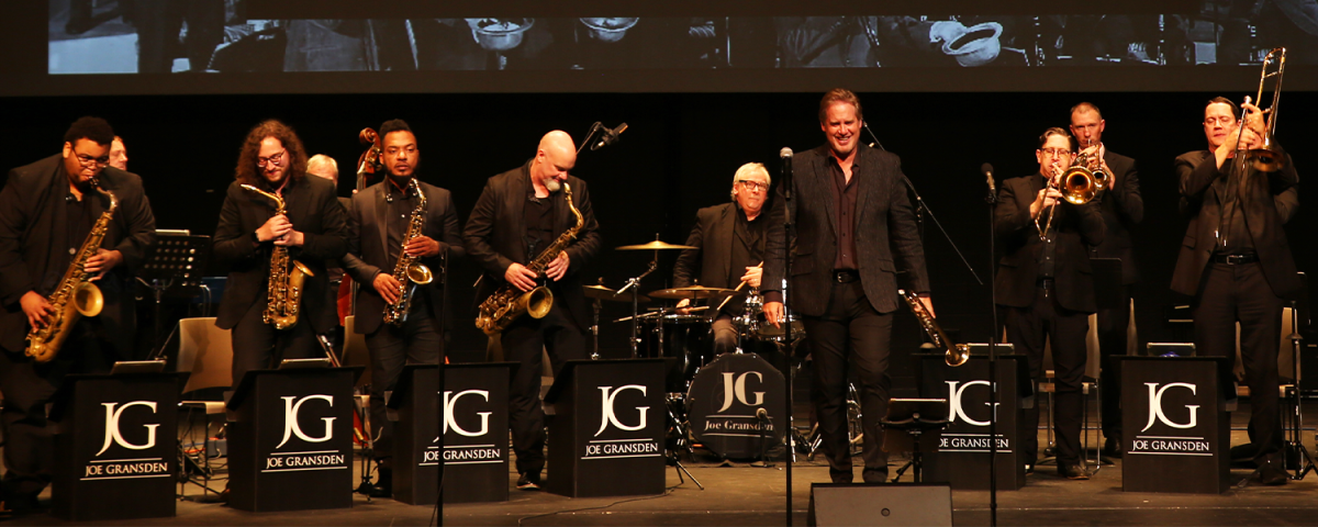 Joe Gransden on stage with his band