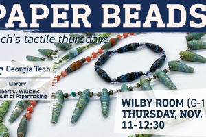 Digital signage for the Tech's Tactile Thursdays event series featuring an image of the art project. 
