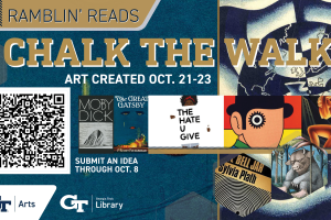 Digital signage for the Chalk the Walk event featuring famous book covers. 