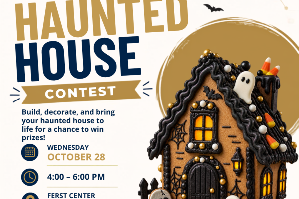 Graphic announcing the Edible Haunted House Contest