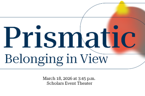Decorative image featuring bursts of color and the exhibit title "Prismatic: Belonging in View."