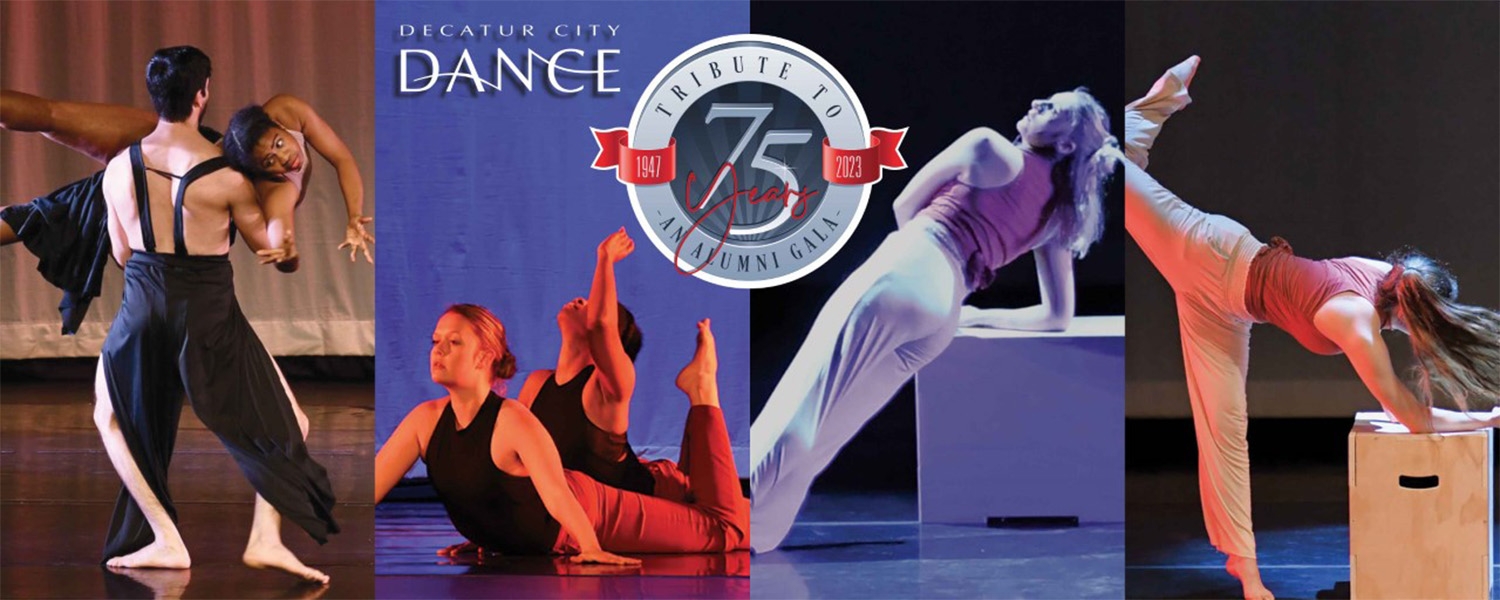 four photos of dancers in various poses while on stage performing