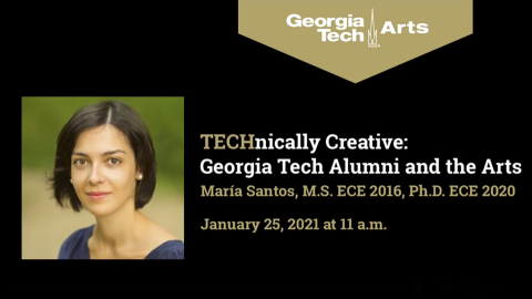 TECHnically Creative María Santos Facebook event banner.