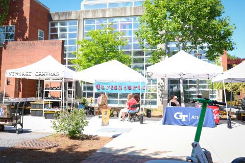 Vendor tables at festival