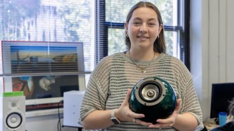 Georgia Tech music technology graduate Devon Green With Speaker Design