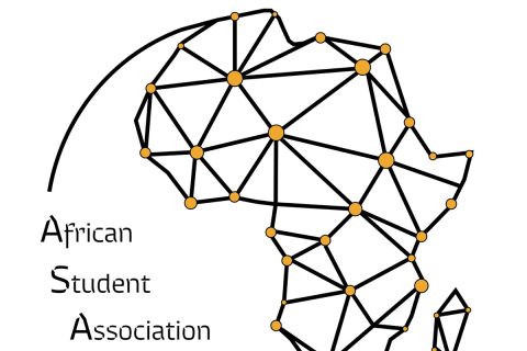 African Student Association and an outline connect the dots of the continent of Africa