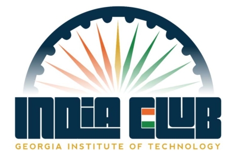 an abstract halo in navy, green, yellow and orange, and the words India Club Georgia Institute of Technology