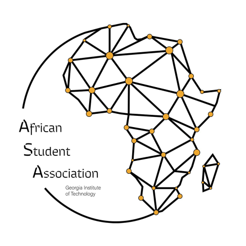 African Student Association and an outline connect the dots of the continent of Africa