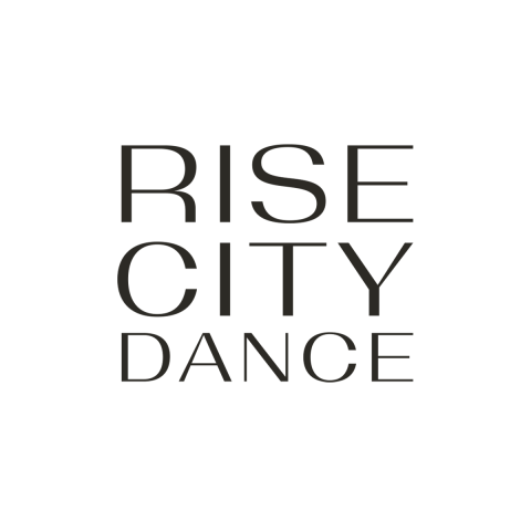 The words Rise City Dance are stacked on top of eachother